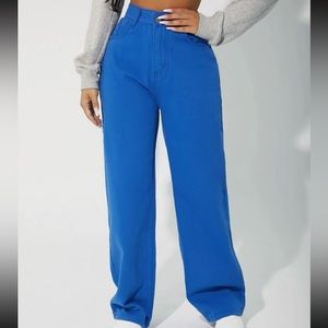 pre loved, high waist baggy, royal blue denim pants. size small